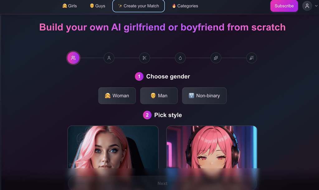 how to create flirtcam ai character